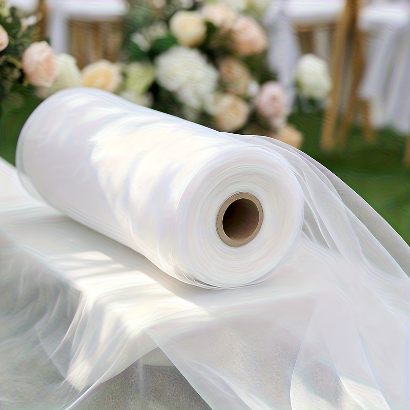 TEMU 1 Roll, Ultra-long Size White Transparent Gauze Table Runner, Multifunctional, 0.34 X 50 Yards, For Making Table Runners, Gift Wrapping, Wedding