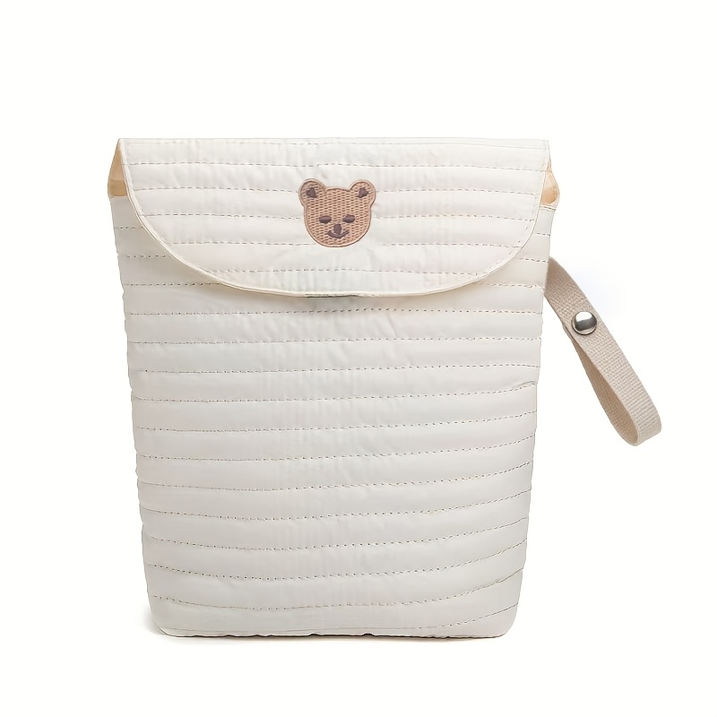 1pc Reusable Large Capacity Mommy Handbag With Bear Pattern Portable Diaper Bag Suitable For Outing