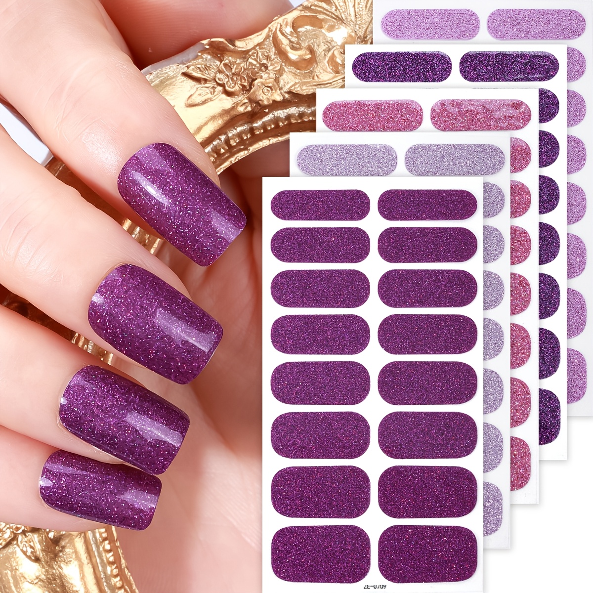 

1 Set Of 5pcs Of 80-tip , , Purple Styles, Can And Art, -adhesive , Suitable For Women And