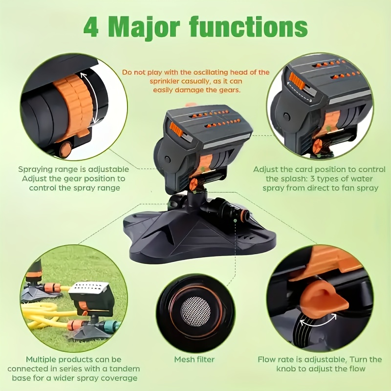 1pc garden sprinkler with 16 nozzles 180 rotatable adjustable head automatic irrigation system wide coverage area easy to set up no electricity required suitable for lawn and garden watering Product details 5