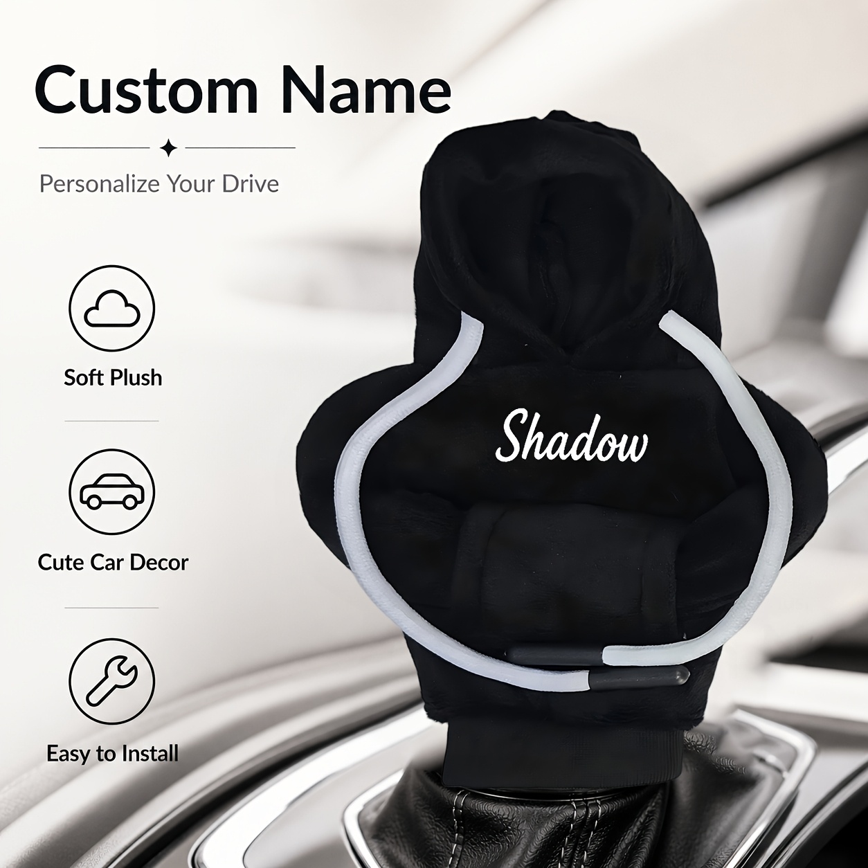 TEMU Customizable Name Or Text, Creative Car Gear Shift , Random Design, Personalized Name Custom Car Gear Shift Protector For Interior Modification