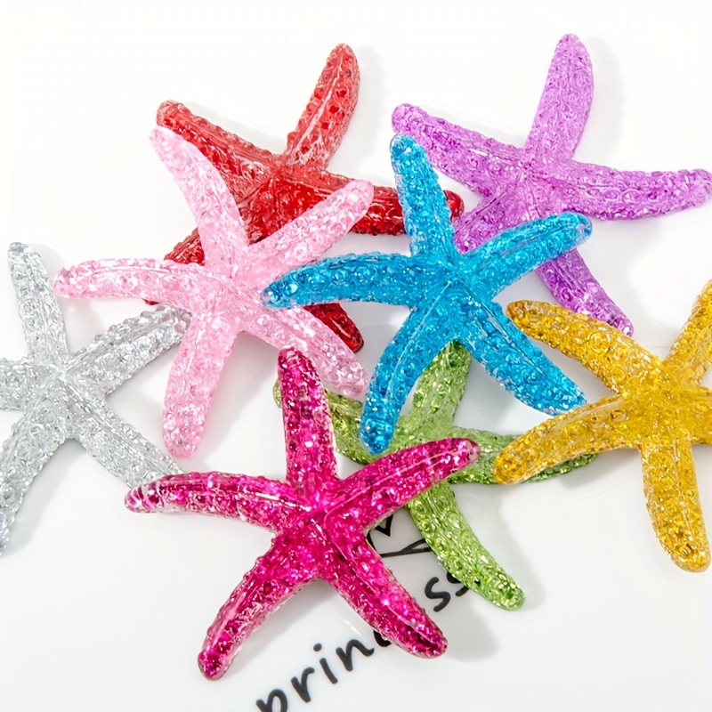 

10pcs 1.57inch Colorful Resin Starfish Decor, Miniature Sea Star Cabochons, Flat Back Diy Craft Embellishments, Festive Wall & Party Decor, Home & Room Accent, Aquarium Accessories