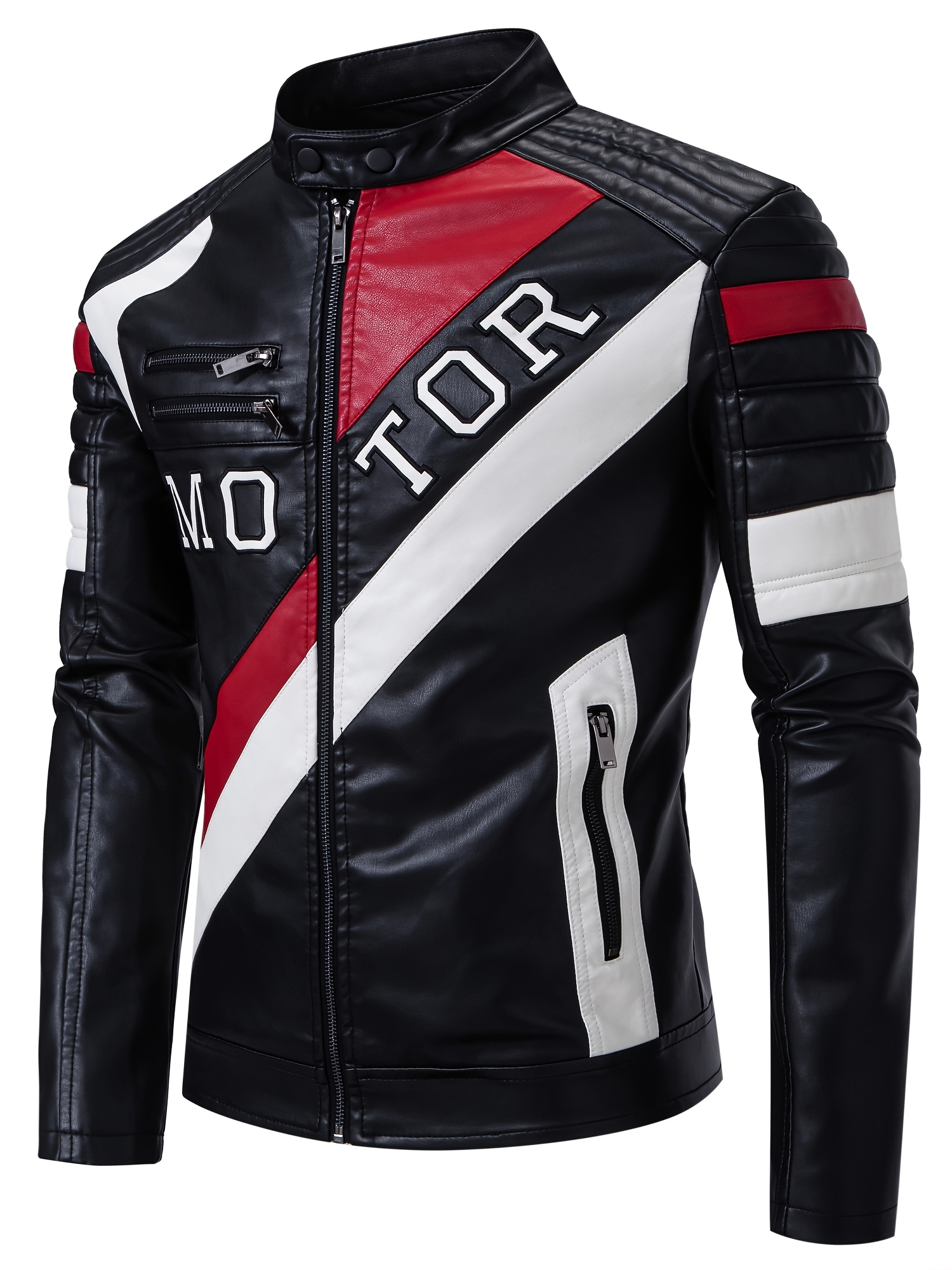 mens large size pu leather motorcycle jacket fit Temu