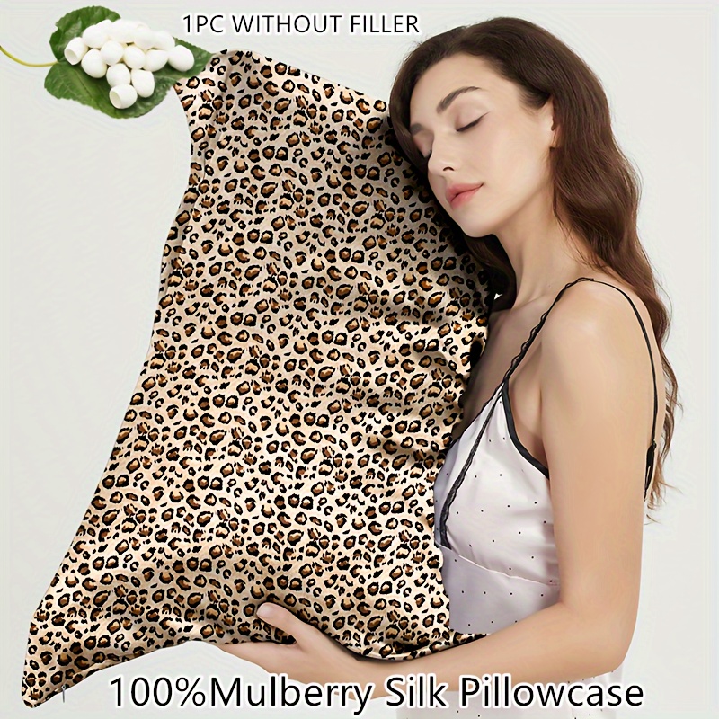 

1pc Luxurious 100% Pillowcase With Zipper Closure - Soft Leopard Print, Polka Dot & Floral Designs, Skin-friendly & , Multiple Colors