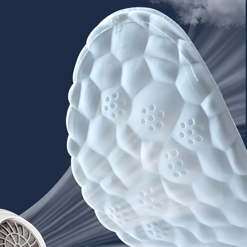 4pcs (2 Pairs) Of Double Cloud Soft And Stepped Sensation Men's And Women's Sweat-absorbing Breathable PU Running Training Comfortable Thickened Long-Term Standing Sports Shoes Insoles, Available In White And Black, for Free