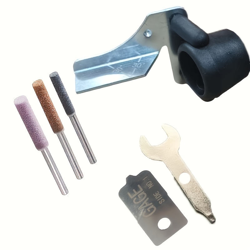 E-shop Komplettes Kettenschärfer-Set mit Rotationssystem, Winkelführung & Schleifstein – Hochwertiger Metall-Kettenschärfer für Holzsägen,