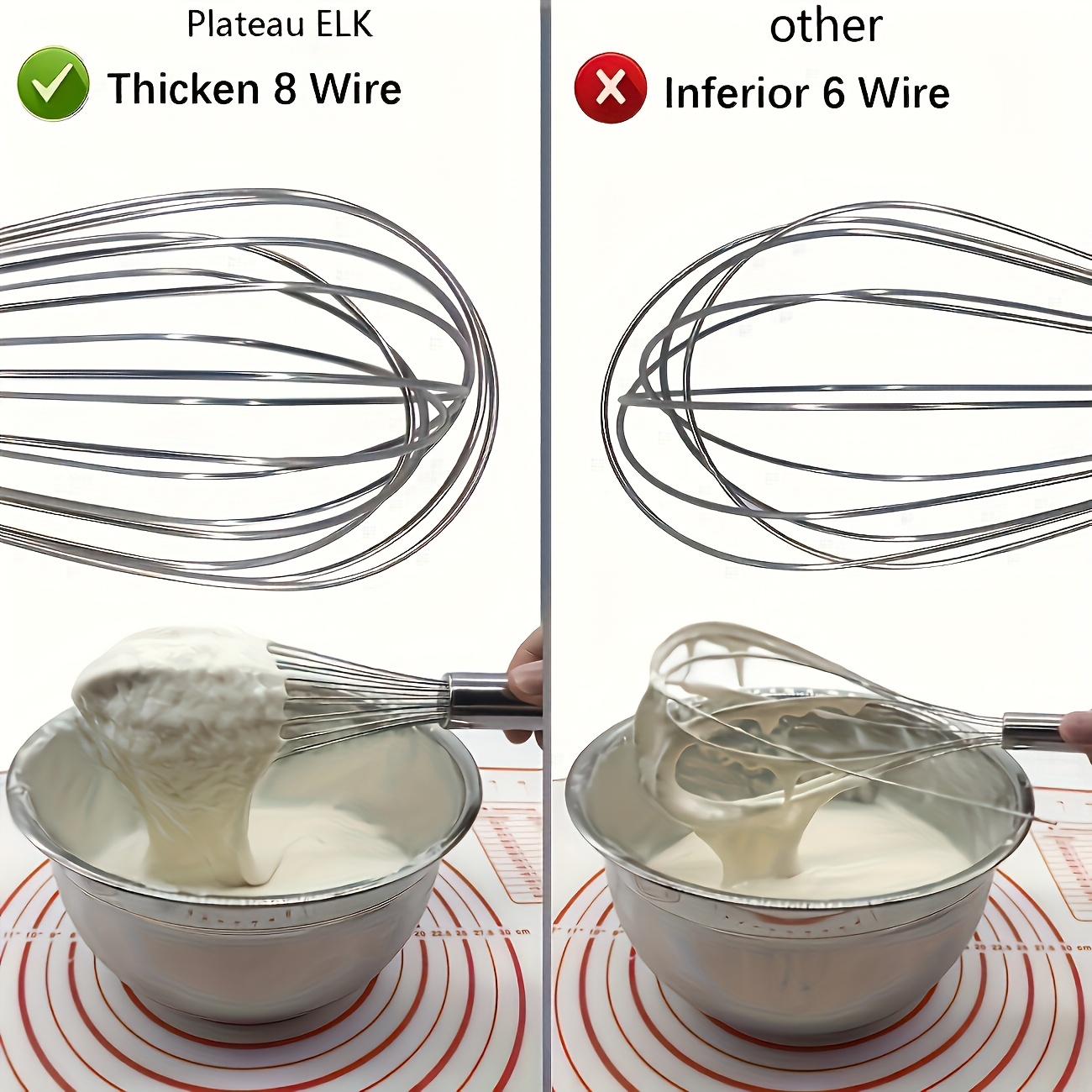 A Set of 3 Stainless Steel Whisks - Manual Kitchen Mixers Suitable for Blending, Whipping, And Stirring - a Bubble Whisk Set Designed for Enhanced Durability, Food-Grade, Easy to Clean, Ergonomic Design - No Batteries Required.