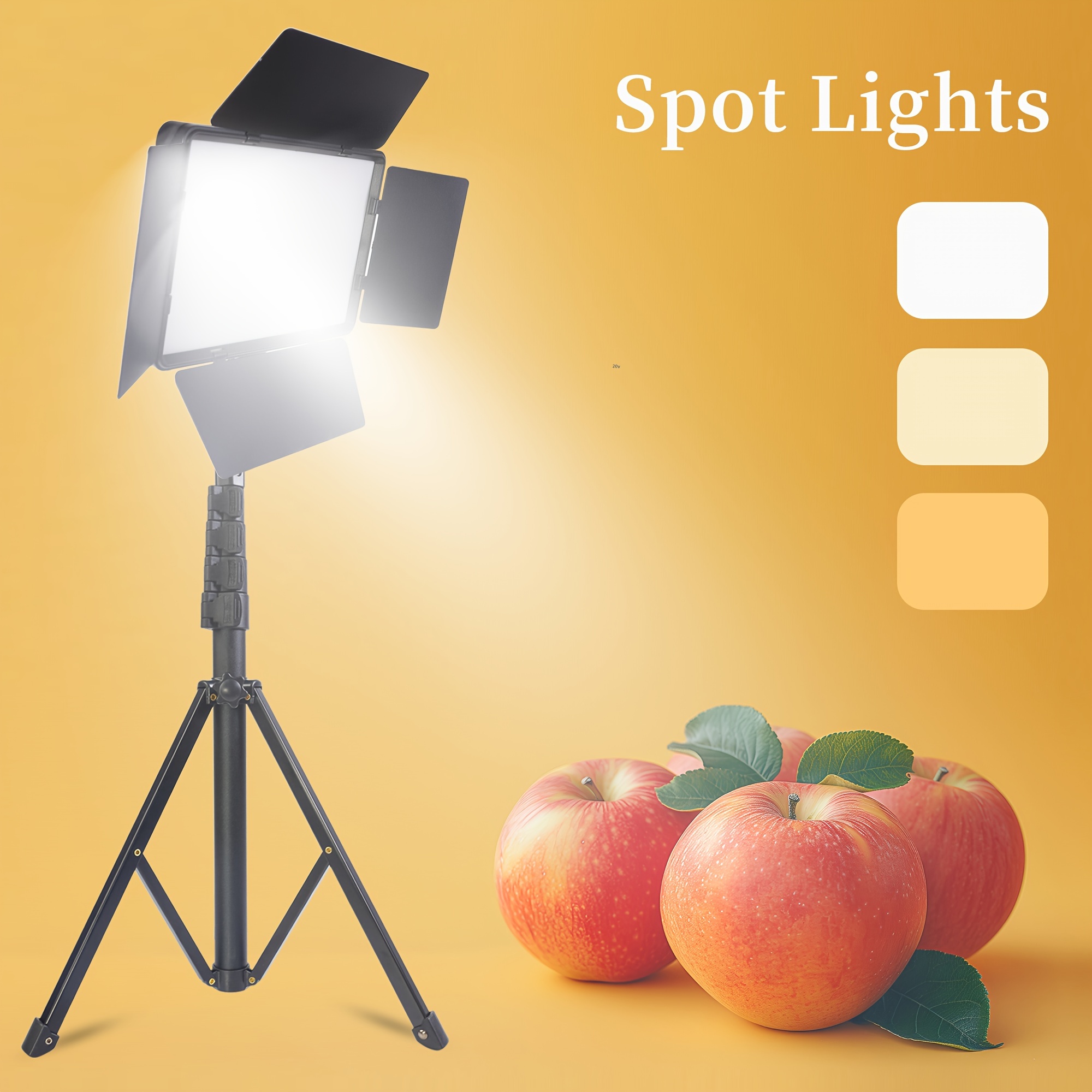 TEMU 10-inch Led Video Light Panel With Adjustable Tripod & 52-inch Stand - Professional Photography,, Youtube, Streaming - Compatible With Dslr Cameras, Smartphones, Tablets (low Voltage, Use)