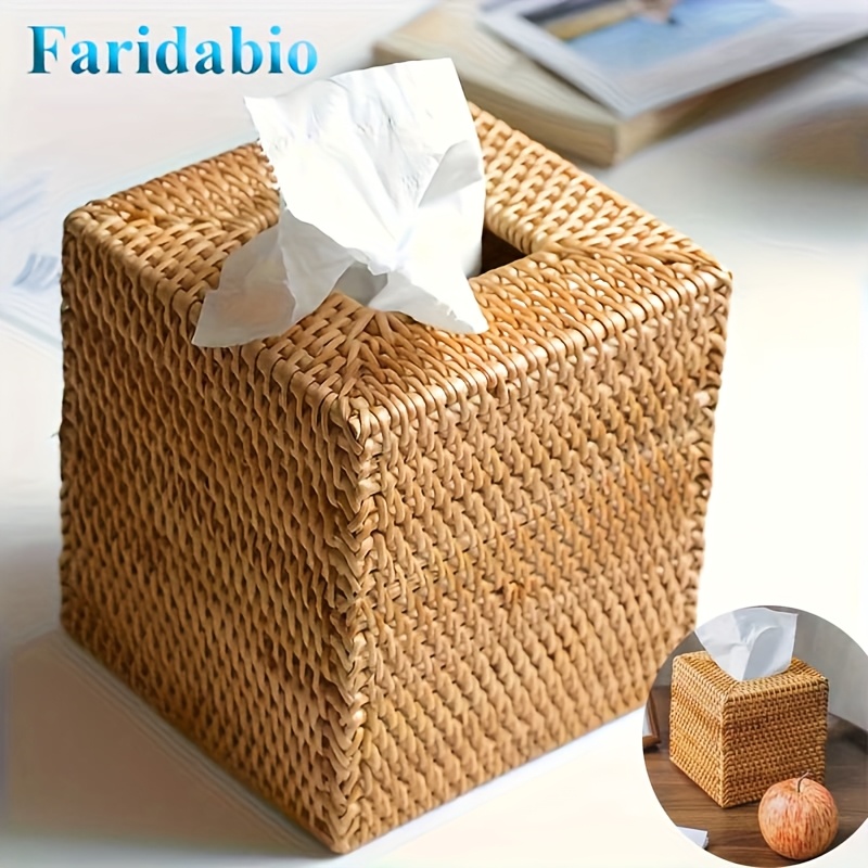 handmade square rattan tissue box   woven table organizer suitable for bathroom bedroom and office decor Product details 9