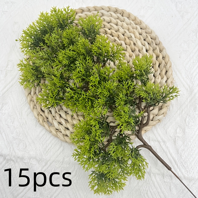 Image of 15pcs Realistic Artificial Pine Tree Needles - Miniature Evergreen Foliage For Wedding & Event Decor, Outdoor/ Landscape Accessories Suitable For Gardens, Terrariums, Table Centerpieces