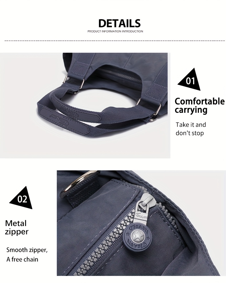 womens   dumpling bag large capacity casual nylon tote with zipper closure adjustable shoulder strap and metal rings versatile black bag for daily   and travel featuring a   Product details 7