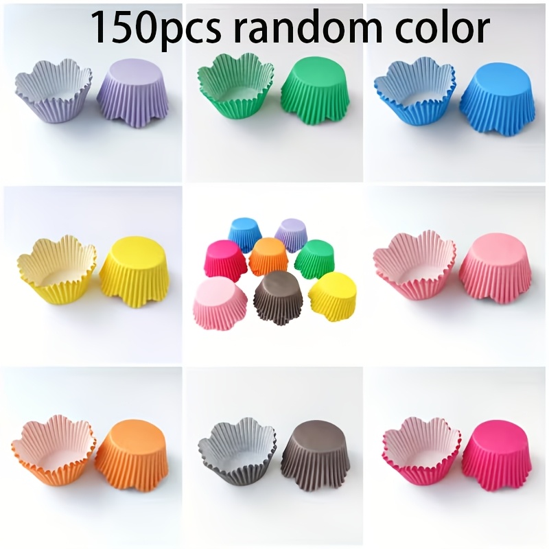 TEMU 150pcs Random Color Wavy Flower Cups, Cupcake Liners, Safe Unmolding, Cupcakes, Muffins, Cheesecakes And Dessert Parties, A Must-have For Party