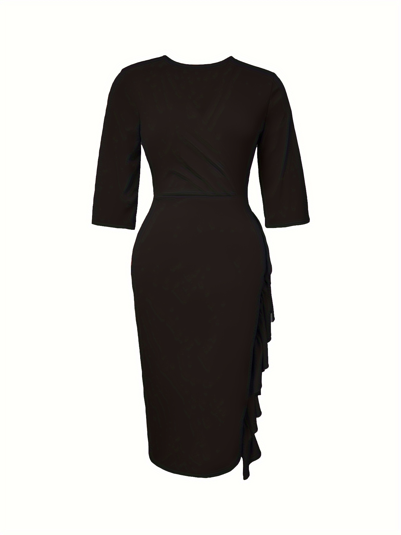 Ladies' Fashion Elegant V-Neck Ruffle Trim Cute Ribbon Dress + Zhou Dongzhi Elegant Direction