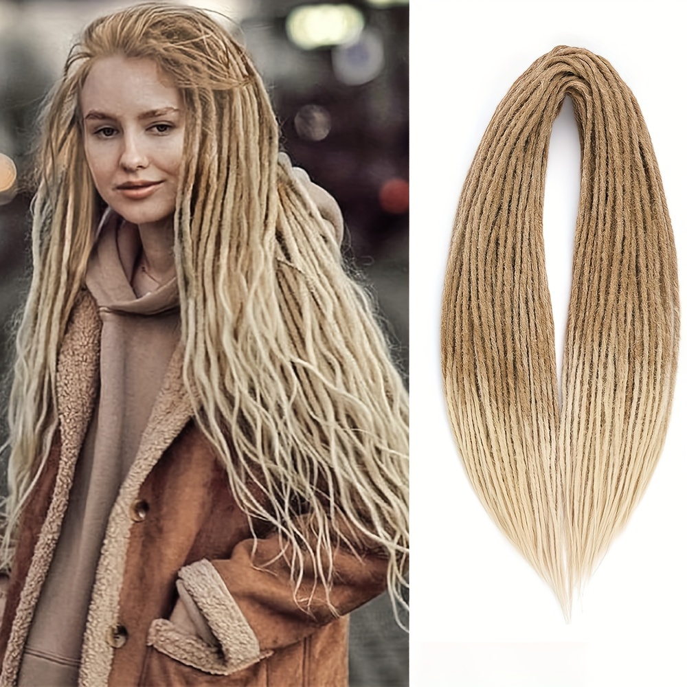 

22 Inch Double Ended Dreadlocks Extensions For Women 10 Strands Handmade Locs Crochet Hair Braids Synthetic Thin 0.6cm Hippie Dreadlock Extensions
