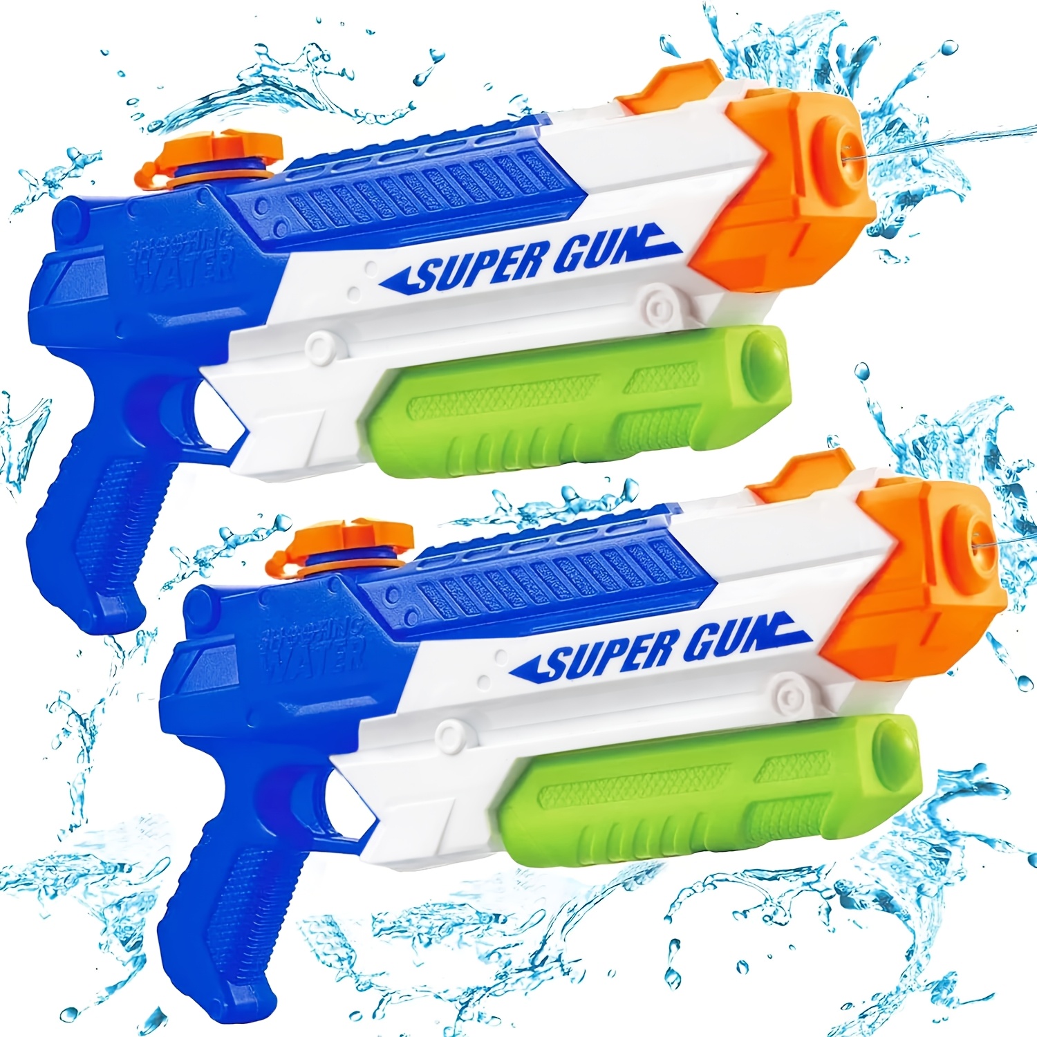 2pcs Blue And Orange Water Spray Guns, Water Guns For Pool, Yard And , Non-electric, Great For Games, Pool Parties, Sturdy Construction, Vibrant Water Guns