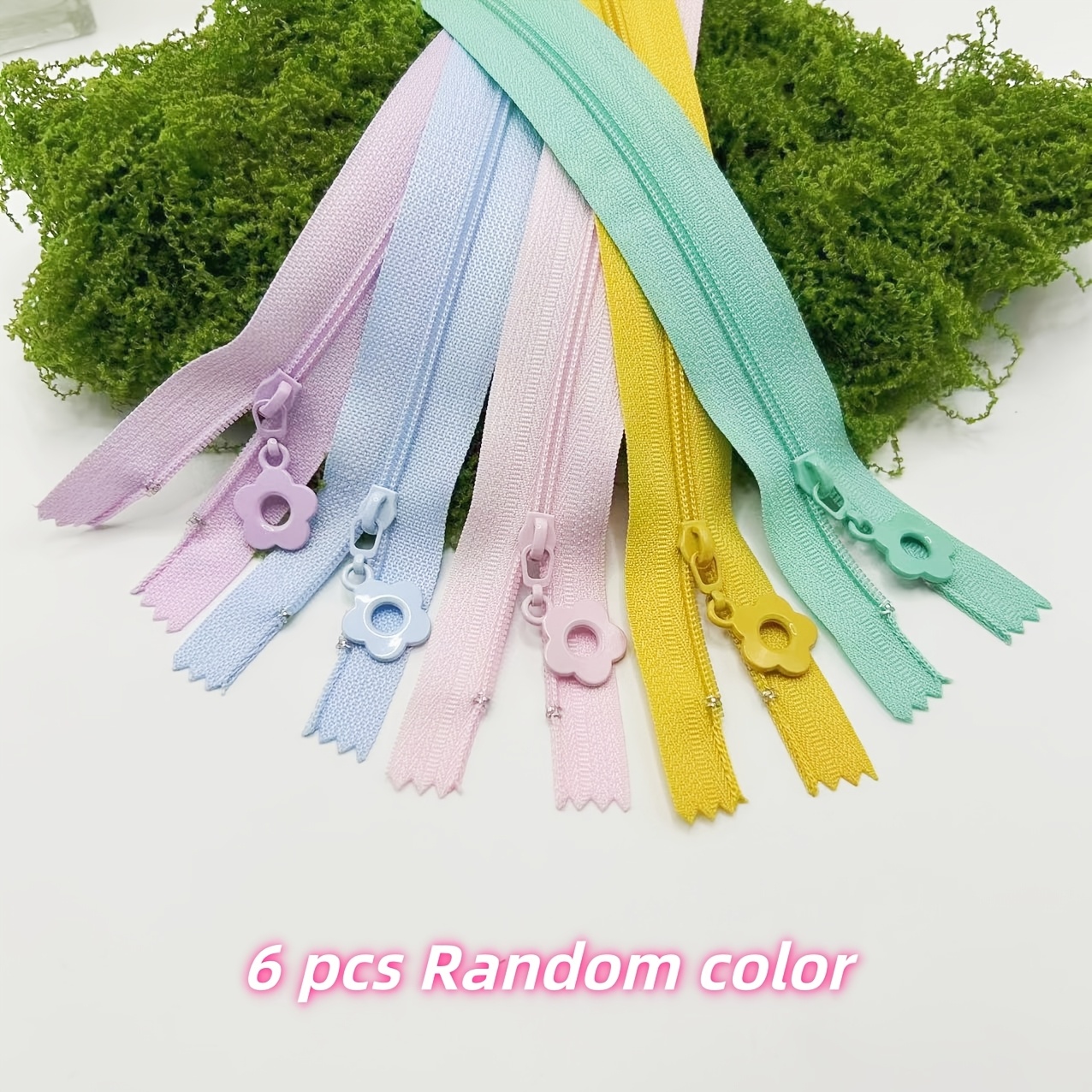 TEMU 6 Pattern Zippers (random Color) - 9.84inch Self-locking Colorful Pulls With Decorative , Suitable For Sewing, Handicrafts, Wallets, And Dolls -