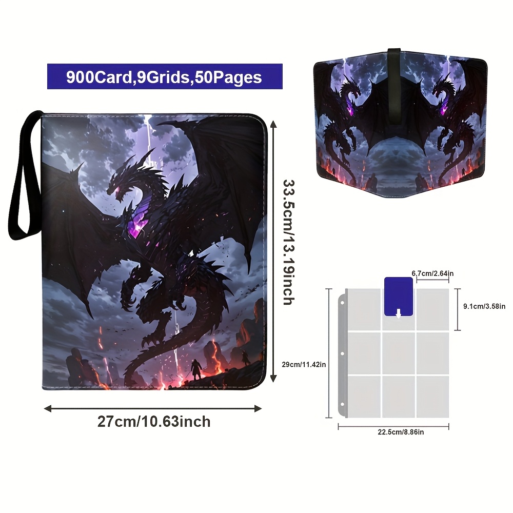 Image of 4/9-pocket Trading Card Binder Album Featuring 50 Removable High-definition Double-sided Pages, Zippered Loose-leaf Design Suitable For Mtg, Tcg, Ptcg, Sports, And Gaming Cards, Perfect For Gifting