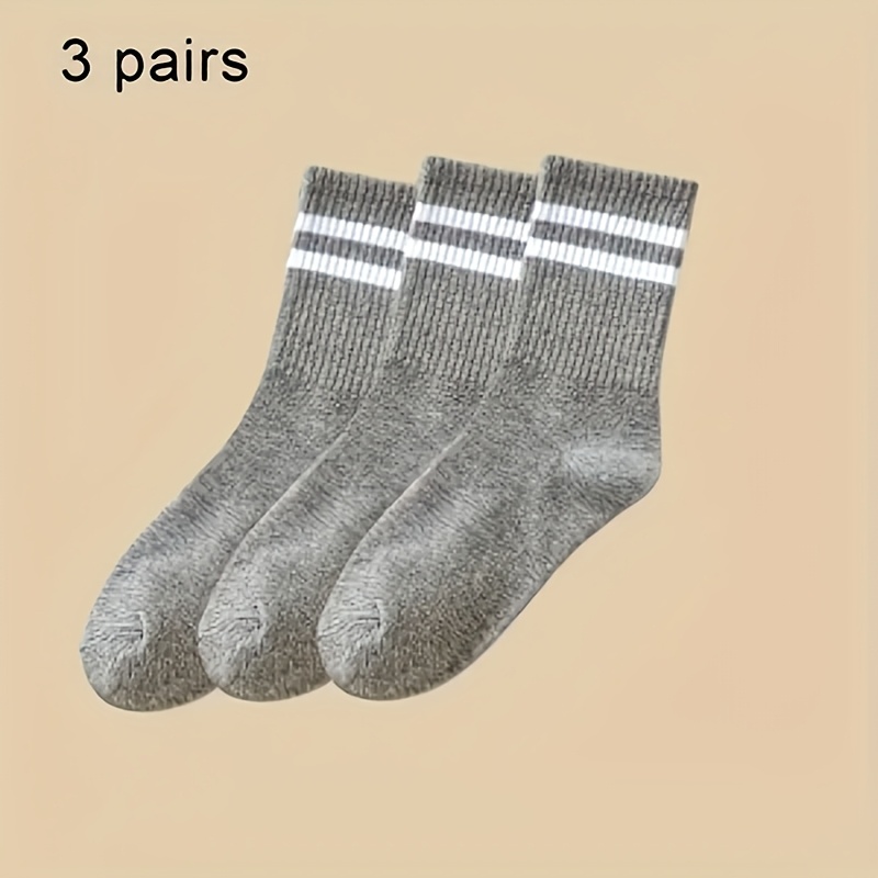 Black and White Striped Minimalist Style Sports Casual Socks (3/5 Pairs)