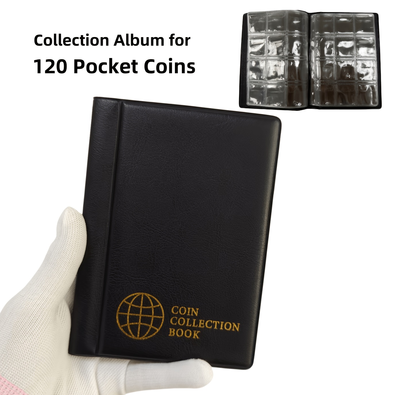 Image of Coin Stamp Collection Album Book - 120/60 Pockets Archival-grade Acid-free Pvc- For Numismatic Storage, Souvenir, (gift For Collectors) Perfect For Halloween Christmas Gifts For
