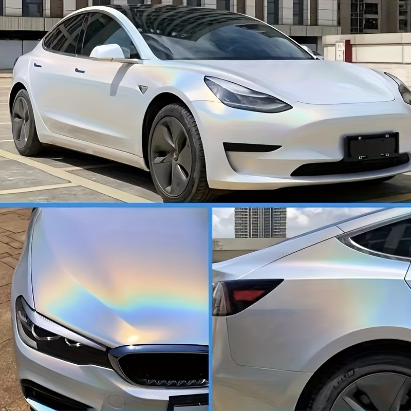 

Luminous White Holographic Car Wrap Film - 50cm X 150cm - Pvc Material - Customizable Car Decals