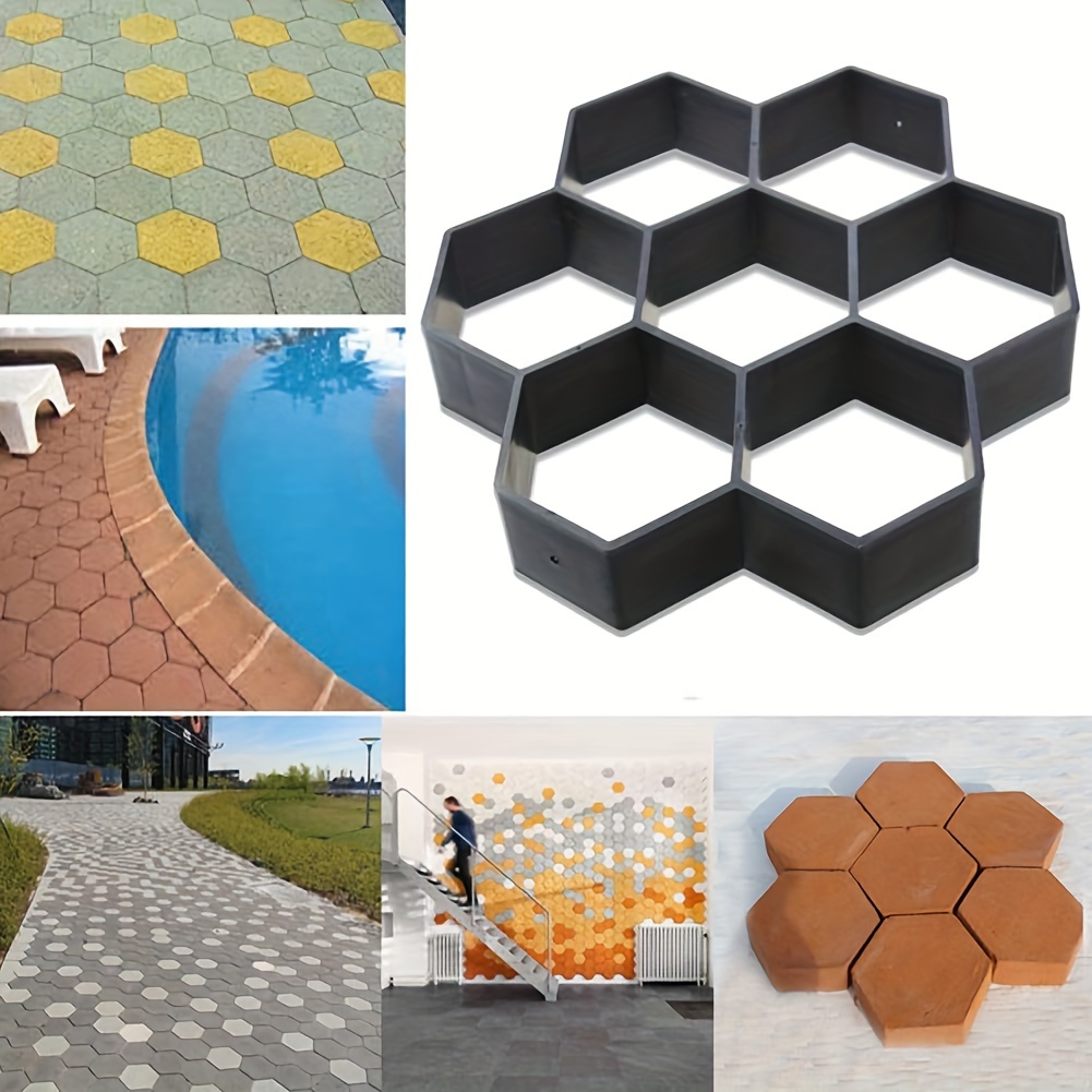 

1pc Hexagon Pavement Mold, 11.4" Diy Reusable Walk Maker, Plastic Concrete Cement Stepping Stone Path Maker For Garden Lawn Patio Courtyard, Honeycomb Paver Template For Outdoor Walkway Paving