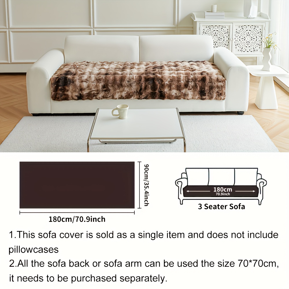 TEMU 1pc Gradient Artificial Rabbit Plush Autumn And Winter Thick Sofa Cushion, Warm And Comfortable Anti Slip Sofa Cushion Cover, Simple And , Pet