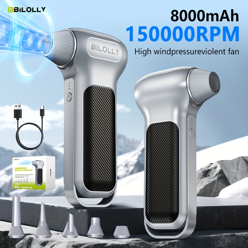 TEMU Ventouse à air comprimé haute puissance pour aspirateur - 100 000/130 000/150 000 RPM Réglage multi-vitesse - Ventilateur puissant 8000Mah |