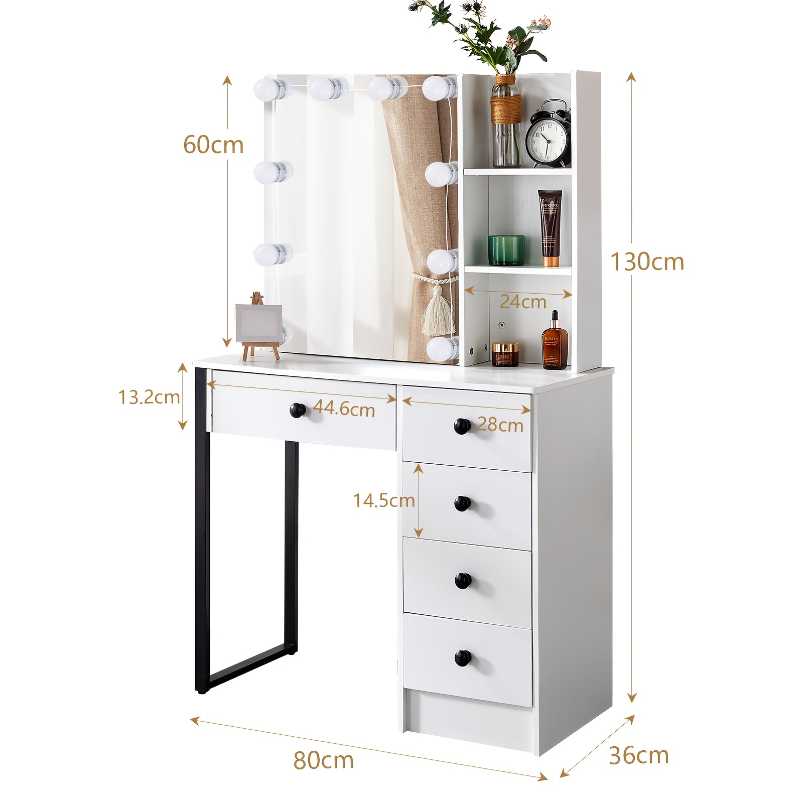Dressing Table LED Sliding Mirror and Makeup Vanity Table Set