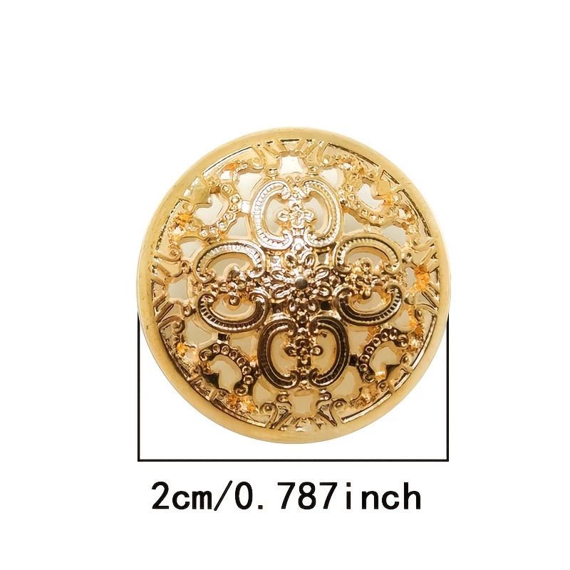 TEMU 10 Piezas de Botones Metálicos Dorados Retro Tallados - Diseño Intrincado con Florales para Accesorios de Ropa Vintage, Cierres para Blusas y