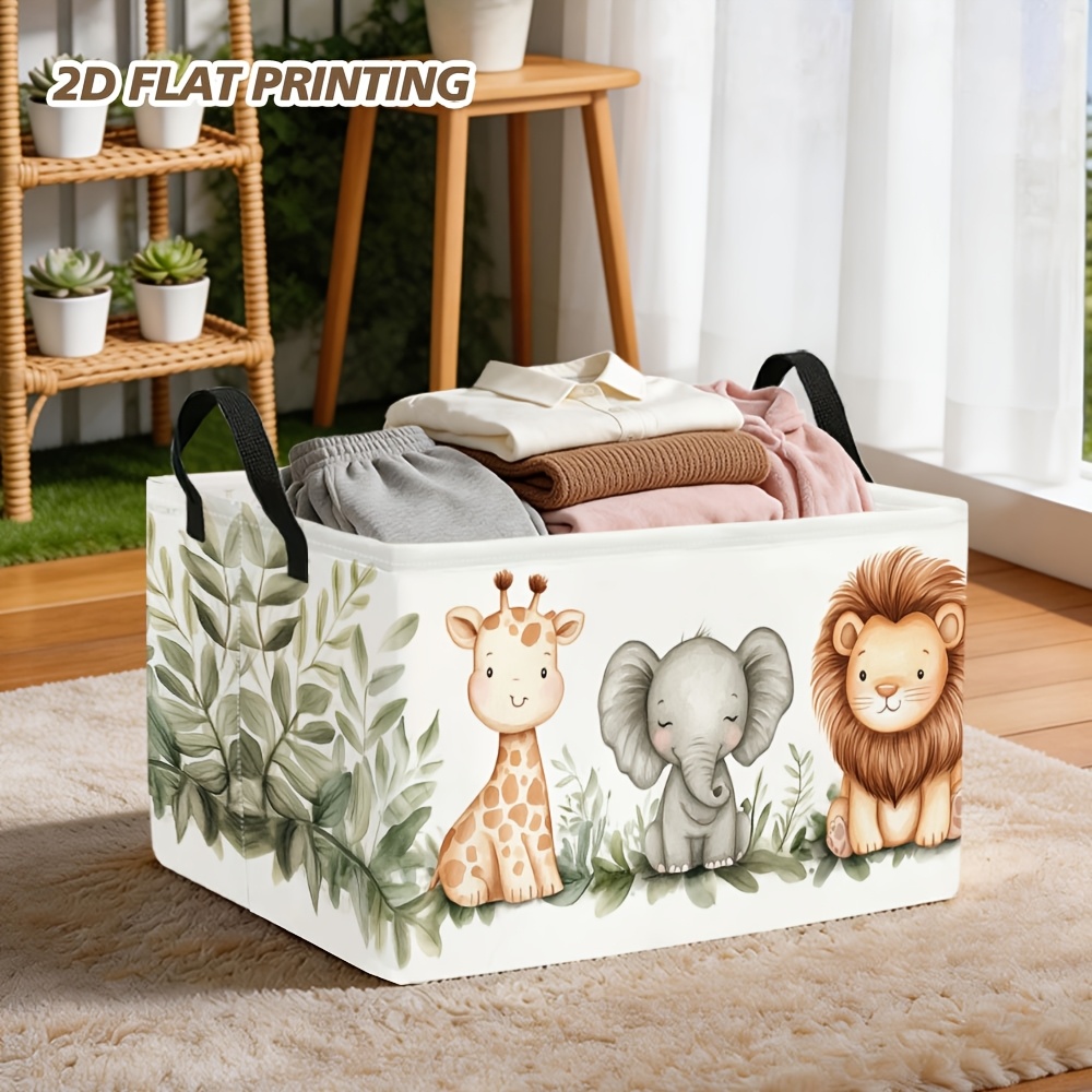 TEMU Scaffale portaoggetti pieghevole da 1 pz, grande capacit�, con design elefante e - cesto in tela per , bagno, scaffale salvaspazio con maniglie,