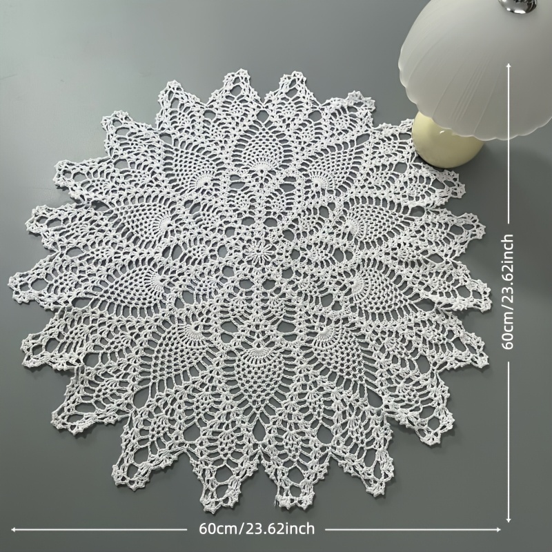 TEMU 1 Round Lace Tablecloth, 23.62×23.62 Inch Placemats, Handmade Crochet Fabric Round Coaster, Tablecloth, Suitable For Table And Sofa Covers, Dust