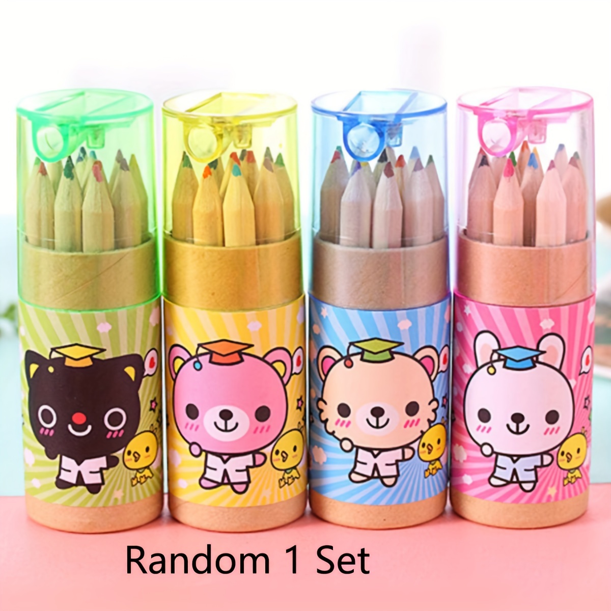 Random 1 Bucket Of 12pcs Mini Colored Pencils 12 Colors