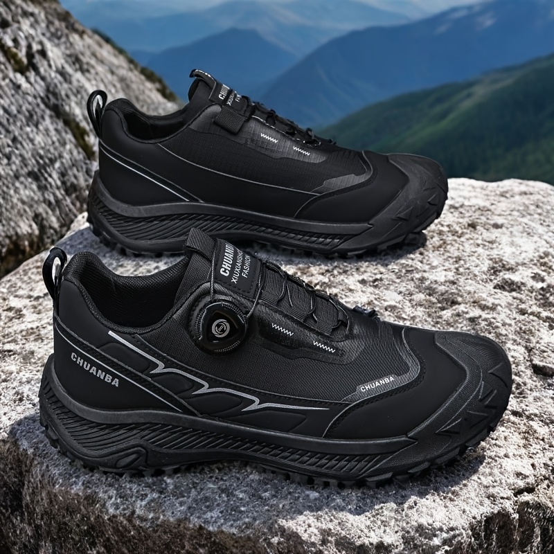 TEMU Men's Low-top Hiking Sneakers Boots - Breathable Rotating Closure, Anti-slip Sole & Retro Outdoor Shoes Suitable For Mountaineering, Training,