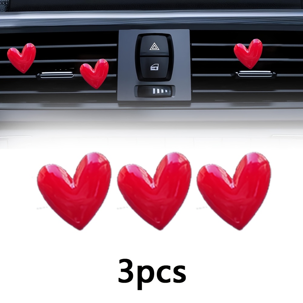 TEMU 3pcs Car Vent Decor Clips, Heart-shaped Car Air Vent Clips, Ac Vent Clip Decorations, Car Interior Decor Additions, Unisex (fragrance-free)