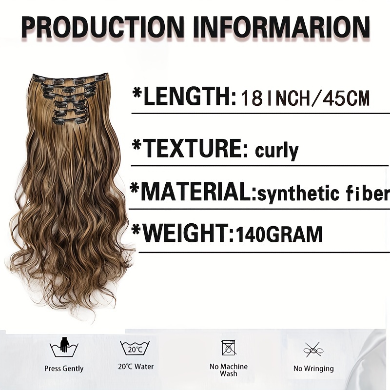 16 clips 6pcs set hair extensions long wavy hairstyle synthetic hairpieces heat resistant for women details 3