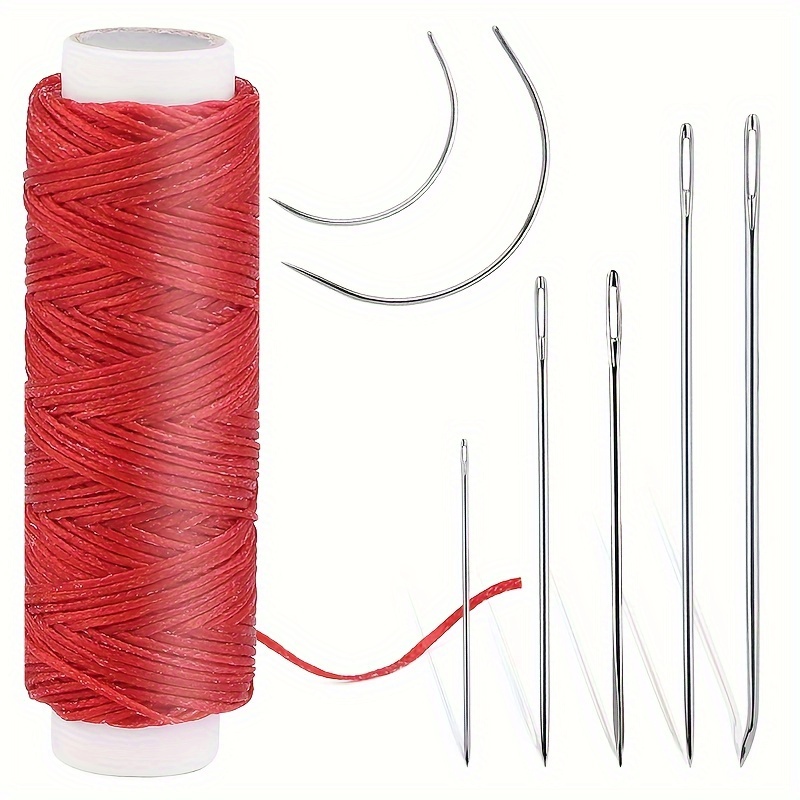 TLKKUE Kit de hilo encerado para tapicería de cuero, 273 yardas, aguja de  coser recta, punzón recto, kit de costura de cuerda de cera resistente –  Yaxa Colombia