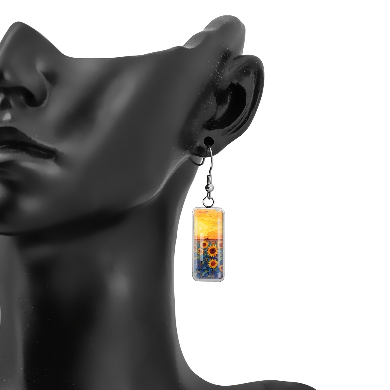 Women's Pastoral Sunset Sunflower Floral Pattern Long Earrings