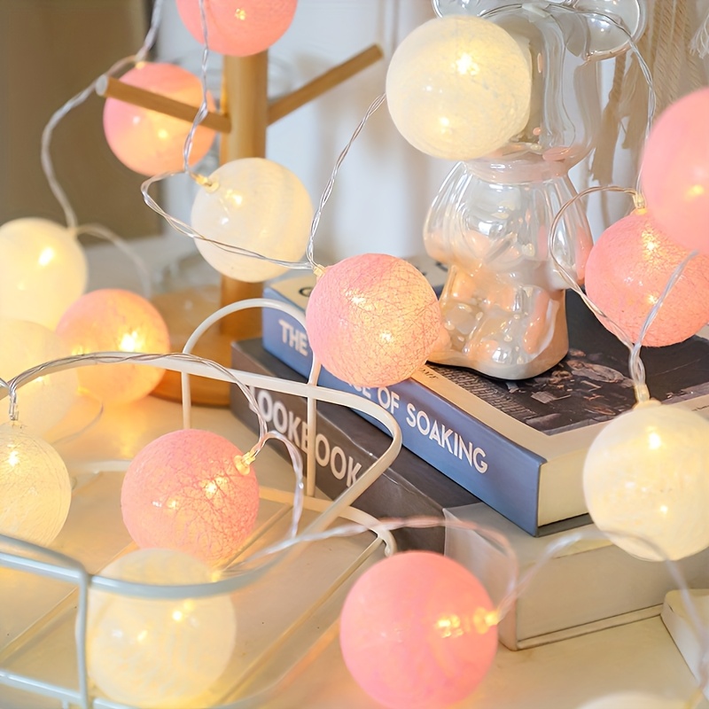 E-shop 10ft 20 LED Kugellichterkette Runde Feenlichter Deko – für Geschäfte, Zimmer und Macaron-Stil Ambientebeleuchtung