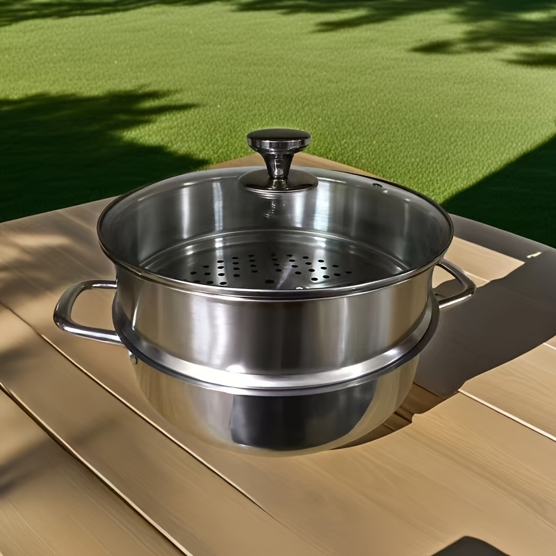 versatile stainless steel   with lid large capacity double layered for steaming cooking non stick honeycomb design induction compatible details 0