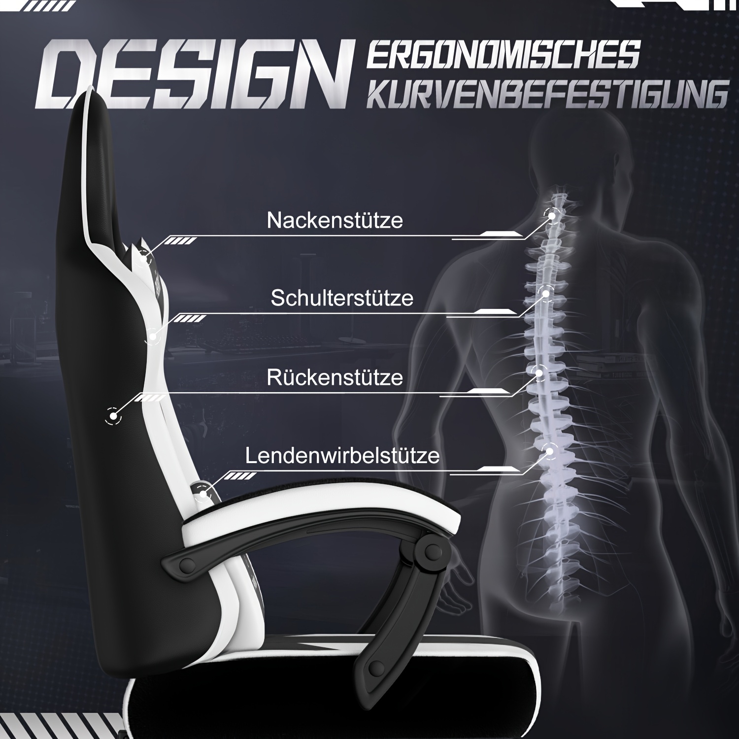 Gronfont gamingstoel met voetensteun