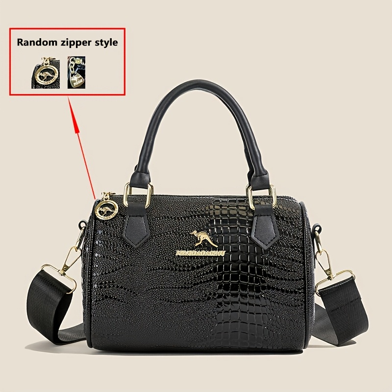 TEMU Borsa a tracolla da donna in PU con texture coccodrillo, chiusura a zip, tracolla staccabile, . Non lavabile, adatta per pendolarismo, shopping,