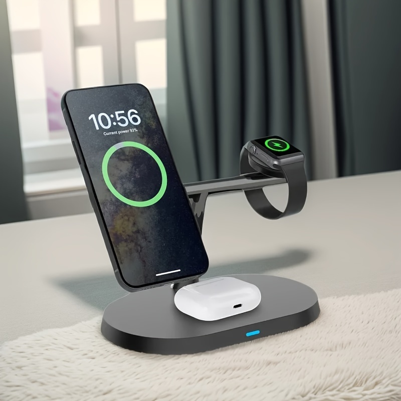 

3 In 1 Magnetic Wireless Charger Stand For Multiple Devices 15w Fast Charging Dock Station Holder For Iphone 15/14/13/12 Plus , Iwatch Ultra/9/8/7/se/6/5/4/3/2, Airpods 3/2/pro/