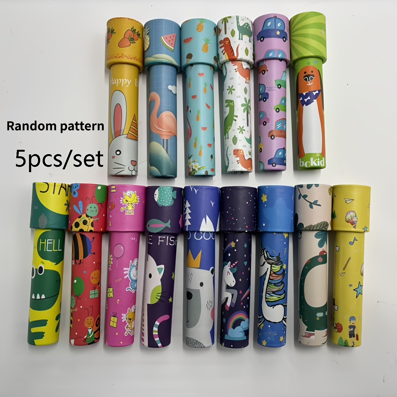 TEMU 5-pack Interactive Rotating Kaleidoscope Educational Toy, Imaginative Cartoon Halloween/thanksgiving/christmas Gift, Patterns Random
