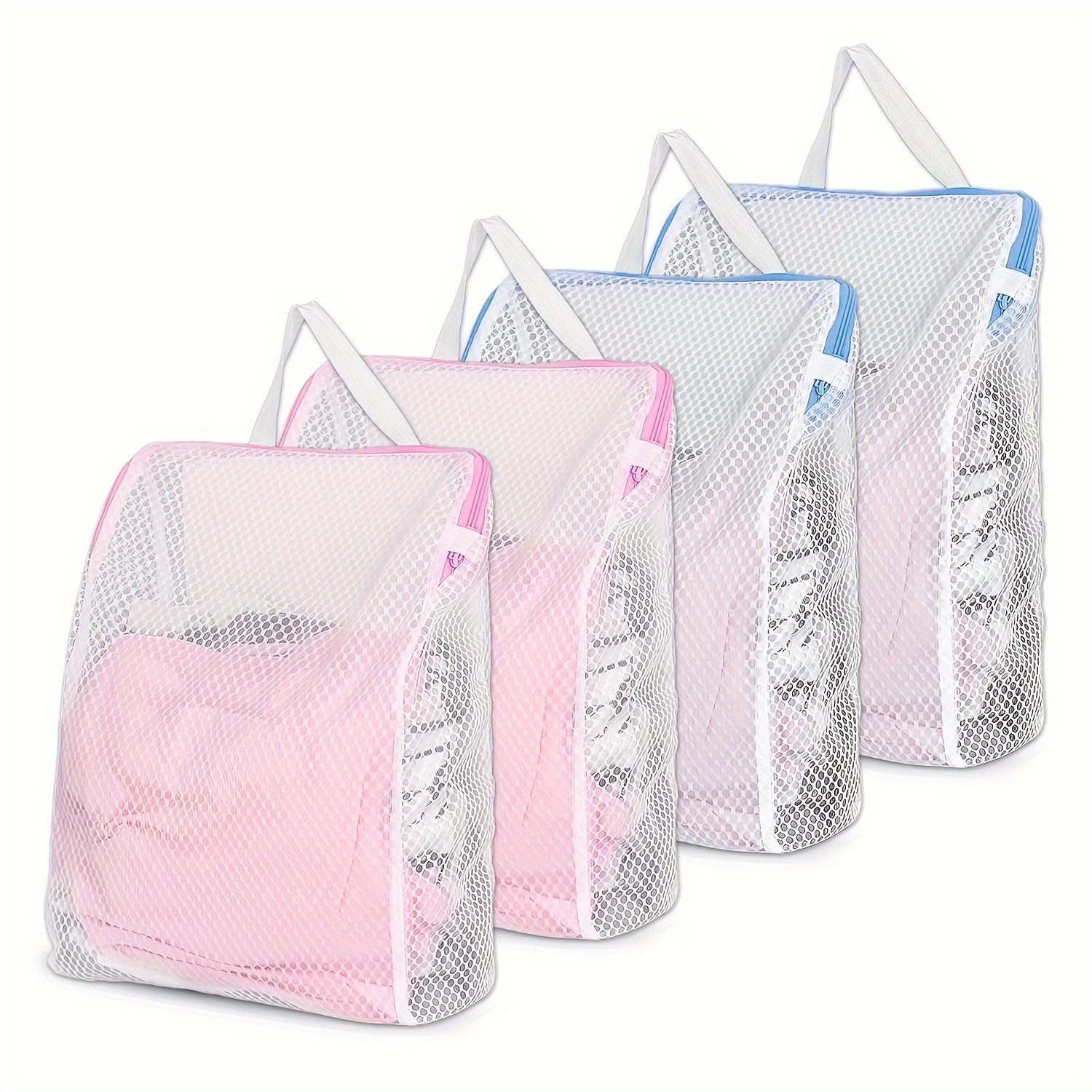 Image of 4pcs Large Zippered Laundry Bags For , Mesh Washing Bag With Handles For Delicate Socks, Items, Lingerie & Travel Garments, Laundry Bags