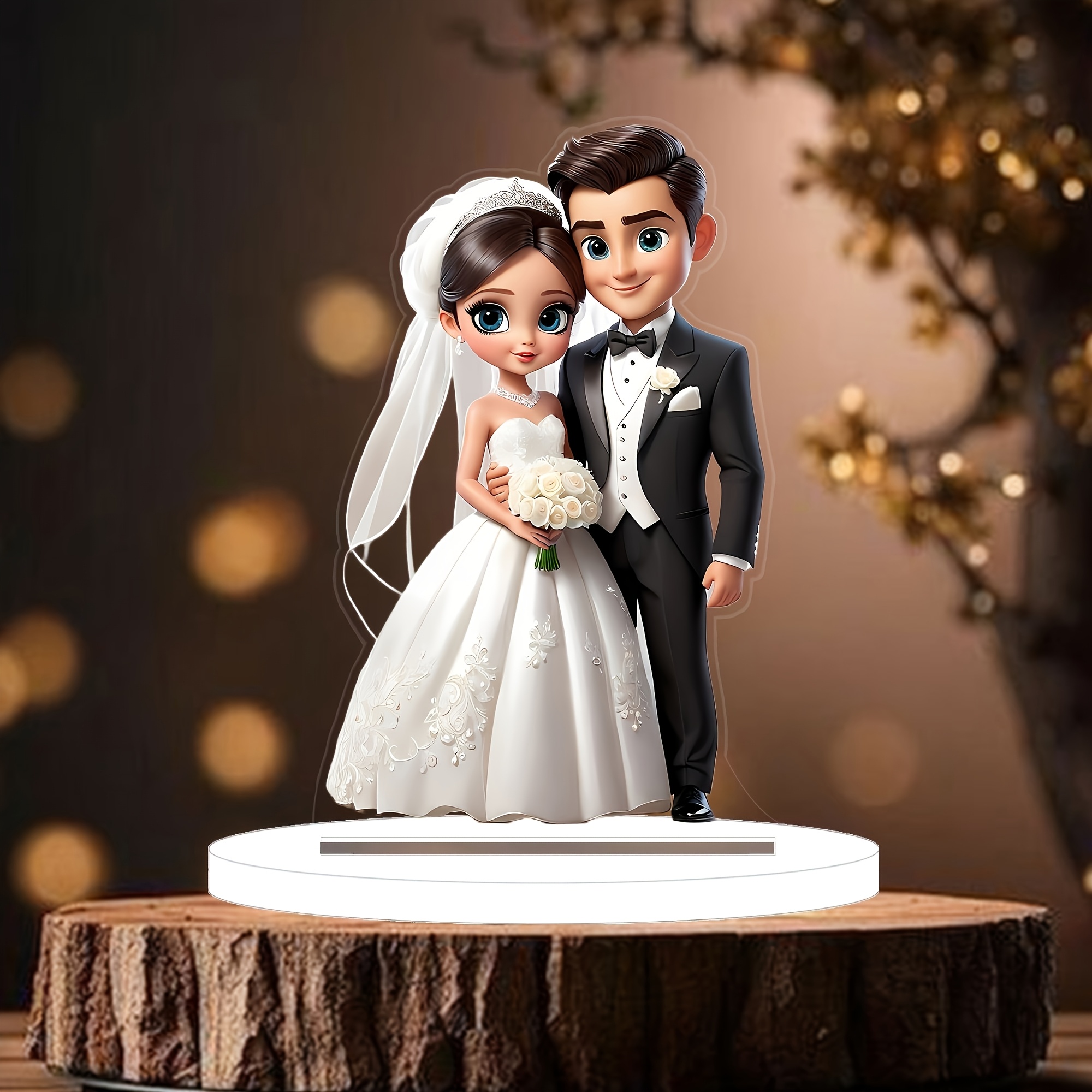 

2d Modern Acrylic Groom And Bride - Multifunctional Desktop Wedding Decoration, Suitable For Living Room, Bedroom, Study | Elegant Love Decoration