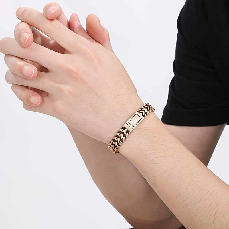 Men's Vintage Style 18K Gold Plated Heart Bracelet Set