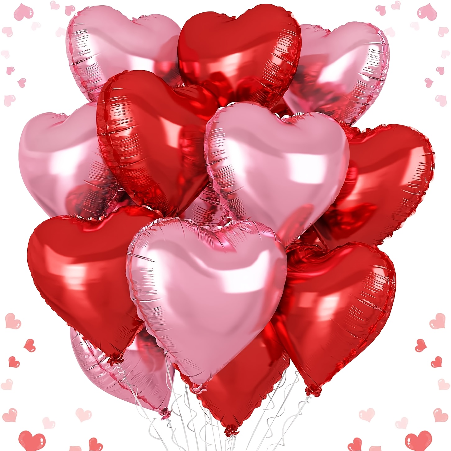Image of 24pcs Red Heart Balloons, 10 Inch Foil Shape Balloon, Helium Foil Love Balloon For Birthday Bridal Shower Engagement Wedding Valentine Party Decorations