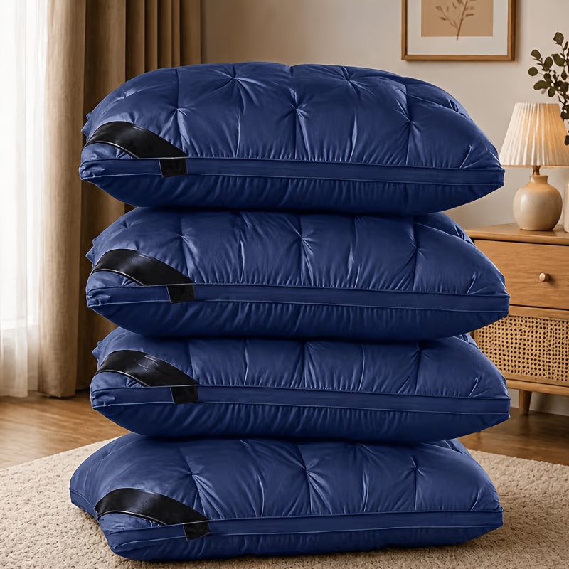 TEMU 4 Pack Hotel Quality Bed Pillows, Queen Size, Plush Support Pillows For Side Sleepers, Soft Breathable Non Collapsible High Fluffy Bed Pillows,