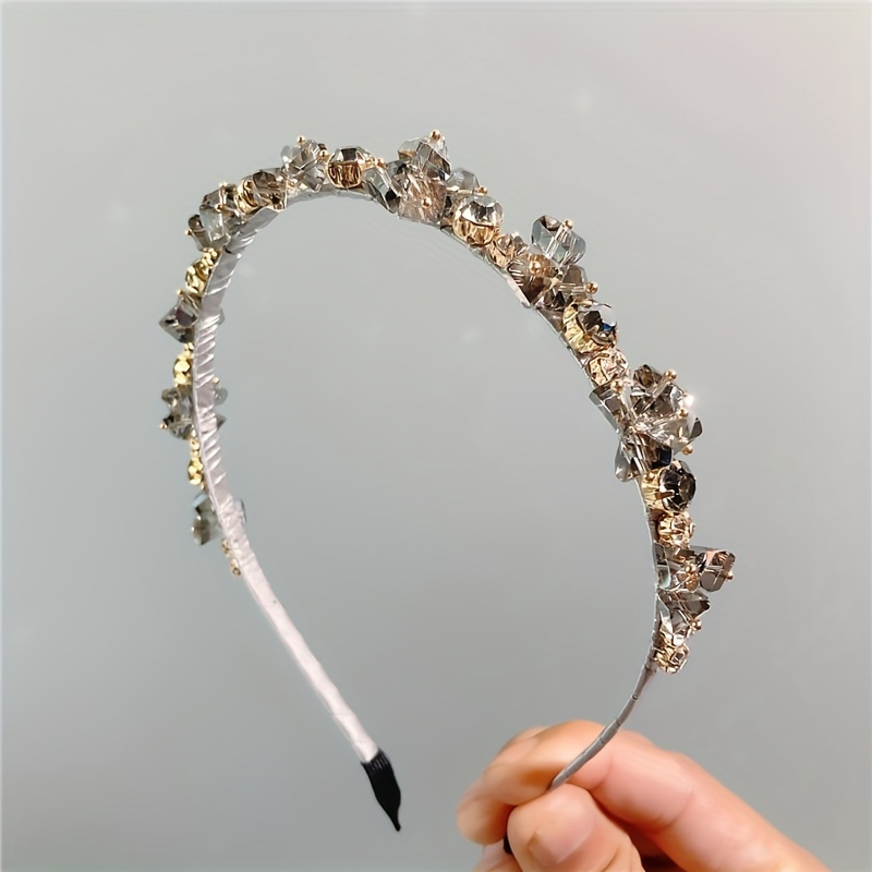 

1pc Elegant Bling Bling Rhinestone Decorative Head Band Vintage Non Slip Hair Hoop For Women And Daily Use