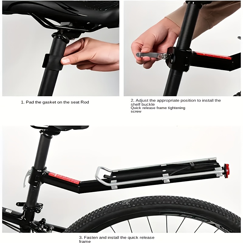 sturdy aluminum alloy bike rear seat shelf rust resistant black luggage rack for all bicycles cycling storage solution sleek black durable bike accessory bike rack Product details 7